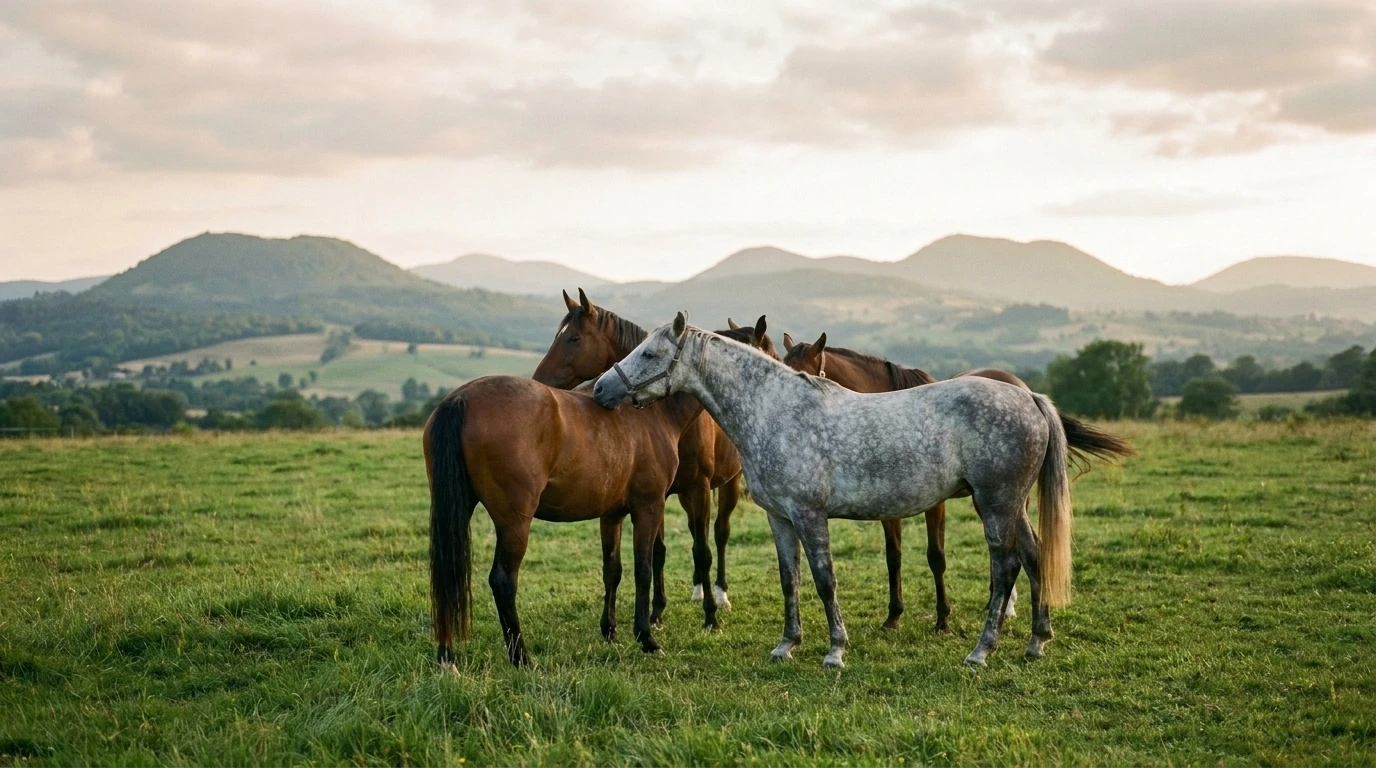 Les chevaux du Domaine du garay en liberté, Haute-Loire